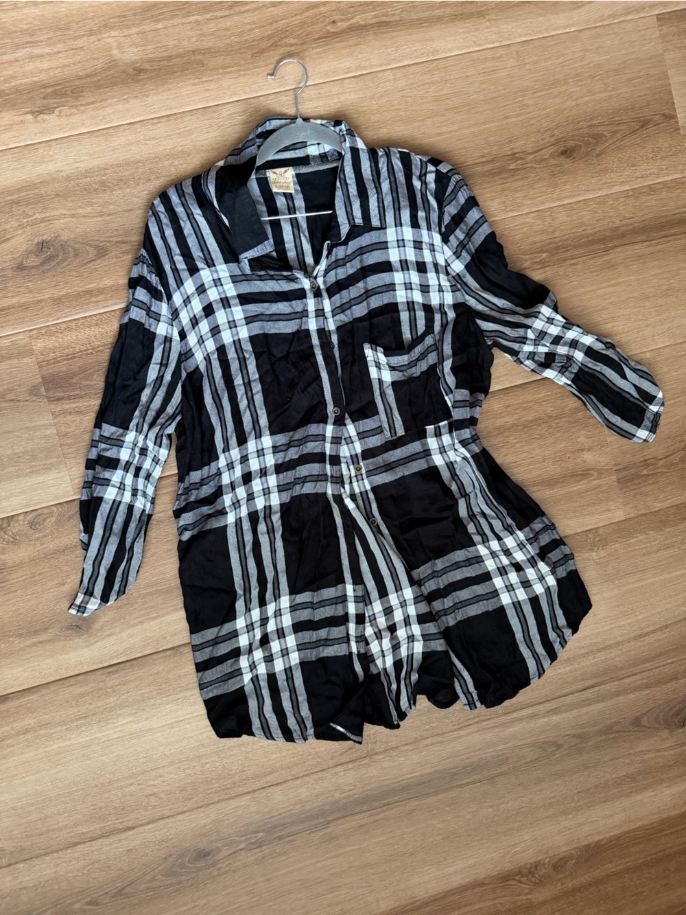 Faded Glory Black and White Plaid Kids Pajama Top